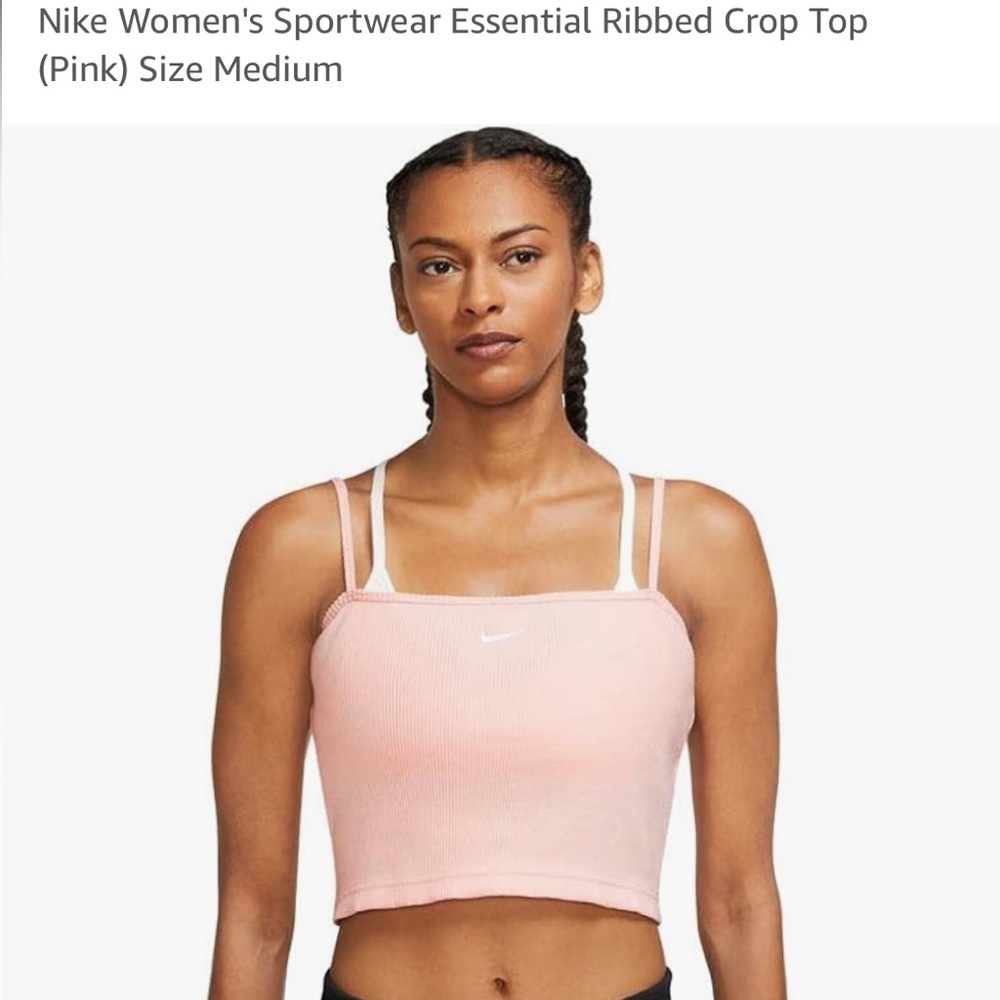 Nike Women's Sportwear Essential Ribbed Crop Top (Pink) Size Small
